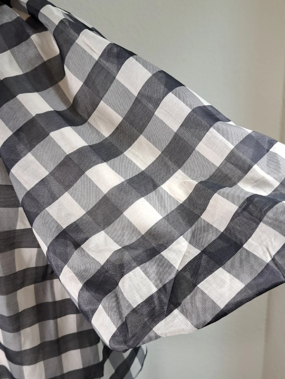 Madewell by J.Crew NEW Women’s Bubble Puff Sleeves Top Black White Gingham Sz 6